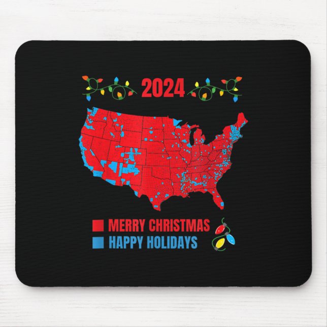 Mousepad Mapa Eleitoral Feliz Natal Trump Deslize Feriado (Frente)