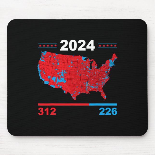 Mousepad Mapa Eleitoral Trump 312 Red 2024 Resultados Eleit (Frente)