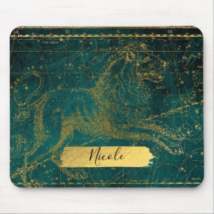 Mousepad Mapa Estelar Celeste Astrológico LEÃO Leão Verde
