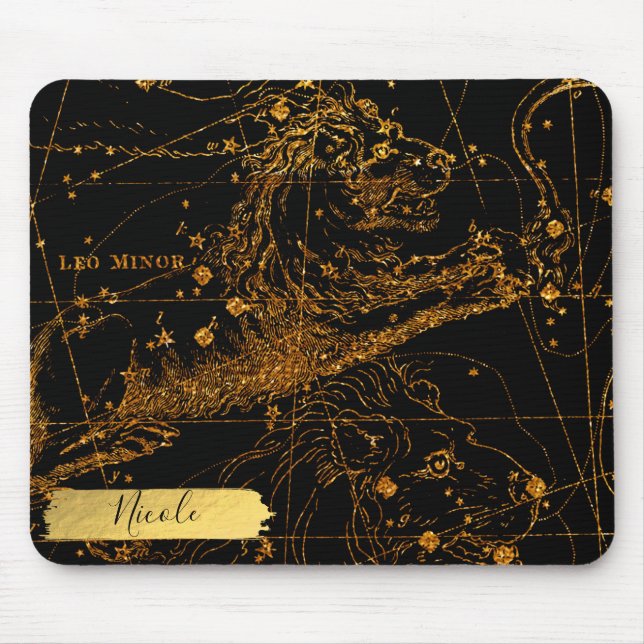 Mousepad Mapa Estelar Celeste Signo Astrológico LEÃO Leão D (Frente)