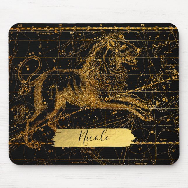Mousepad Mapa Estelar Celeste Signo Astrológico LEÃO Leão D (Frente)