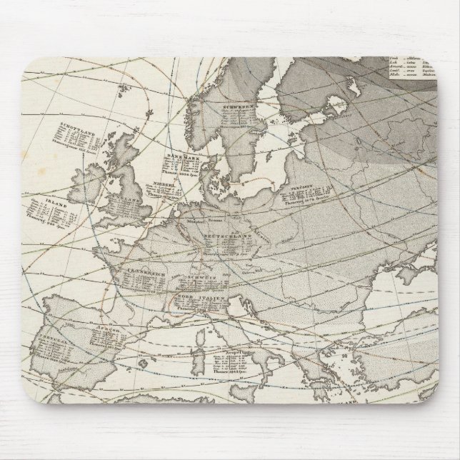 Mousepad Mapa geográfico botânico da Europa (Frente)