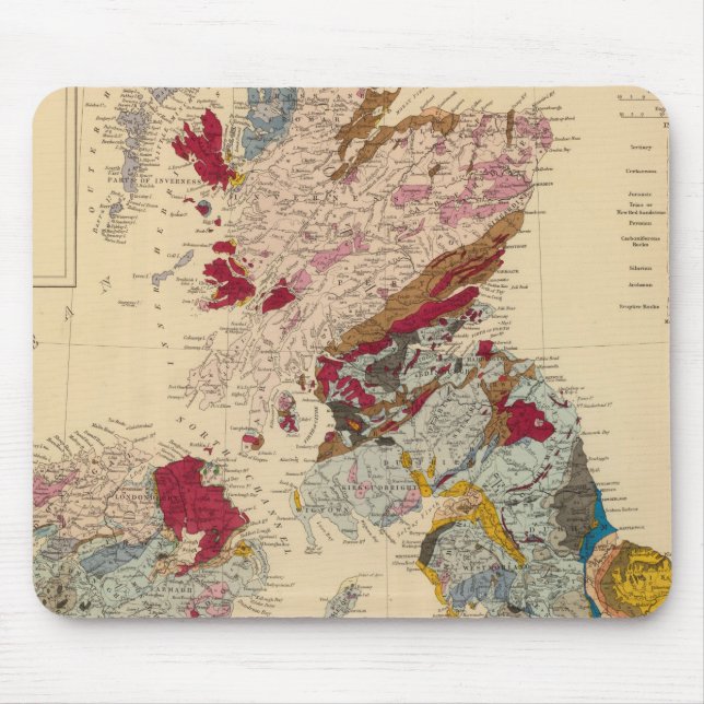 Mousepad Mapa geológico, Ilhas Britânicas (Frente)