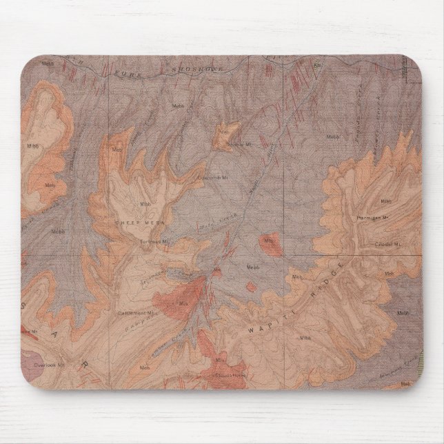 Mousepad Mapa Geológico, Parte Nacional do Yellowstone, Wyo (Frente)