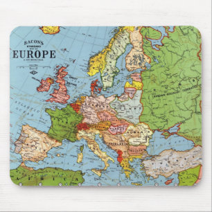 Mousepad Mapa Geral do Século 20 da Vintage Europa