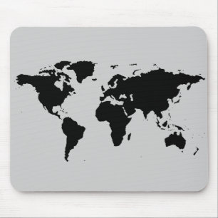 Mousepad mapa gráfico preto do mundo