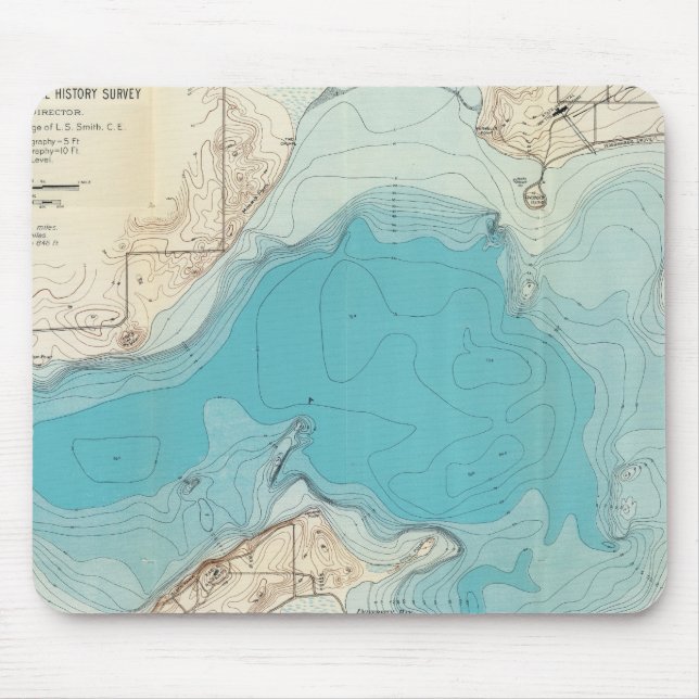 Mousepad Mapa hidrográfico Lago Mendota (Frente)