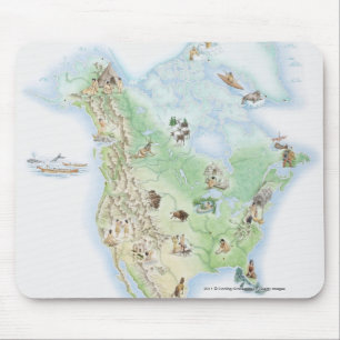 Mousepad Mapa ilustrado de America do Norte