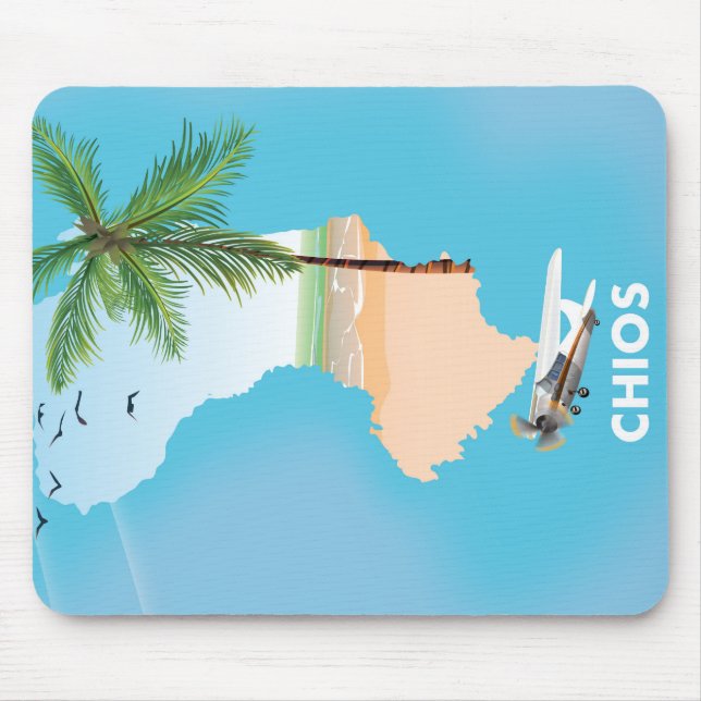Mousepad Mapa ilustrado de Chios Grécia. (Frente)