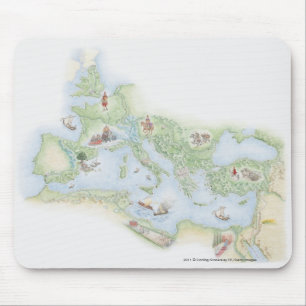 Mousepad Mapa ilustrado do império romano