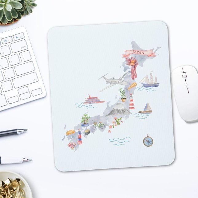 Mousepad Mapa Ilustrado do Japão (In situ office desk)