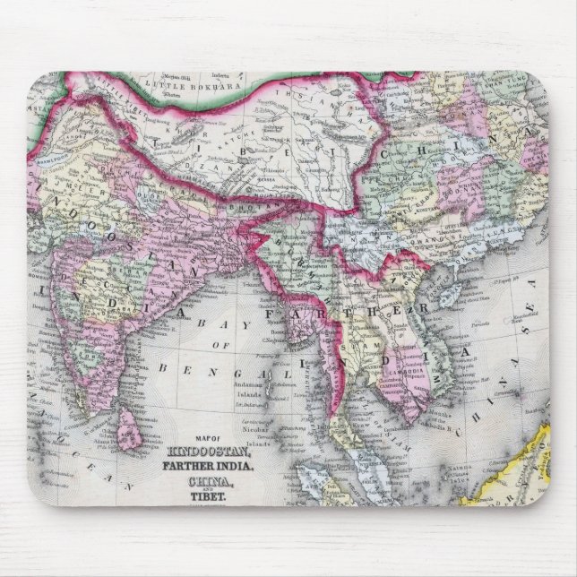 Mousepad Mapa | India, Tibet, China & SE Ásia de Mitchell (Frente)