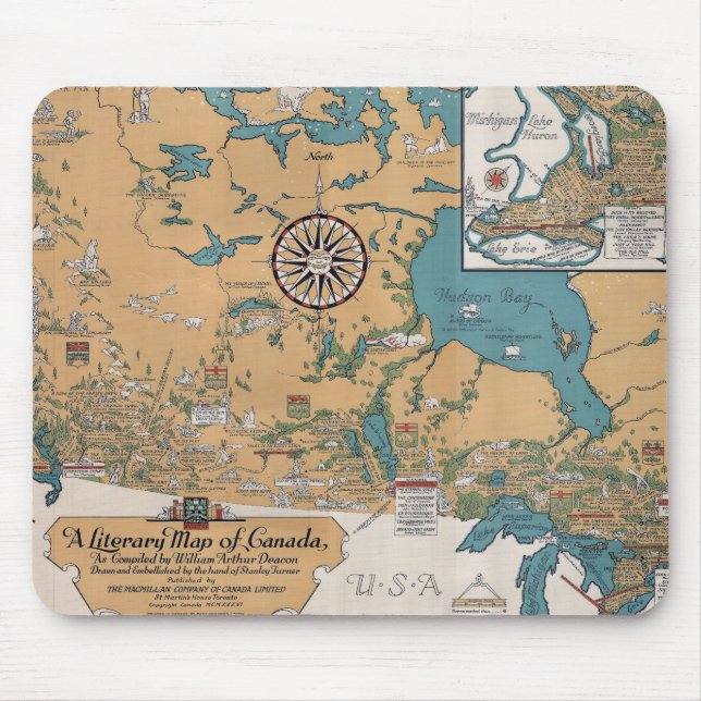 Mousepad Mapa Literário do Canadá (Frente)
