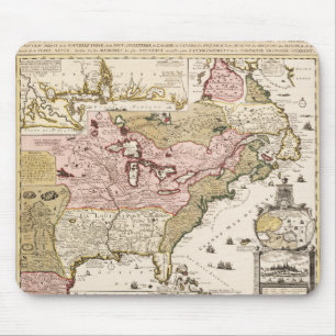 Mousepad Mapa medieval francês da América do Quebec/Nova Fr