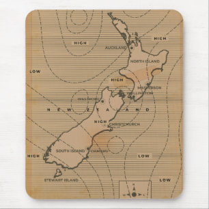 Mousepad Mapa meteorológico da Nova Zelândia