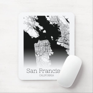 Mousepad Mapa Moderno da Cidade de São Francisco