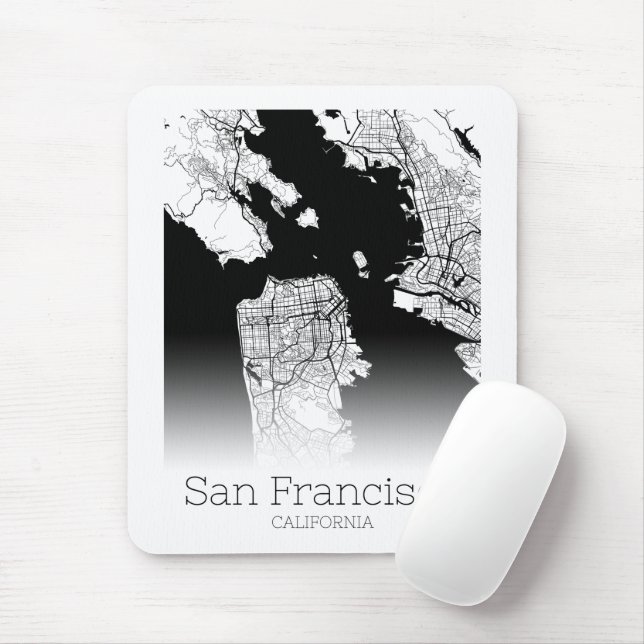 Mousepad Mapa Moderno da Cidade de São Francisco (Com mouse)