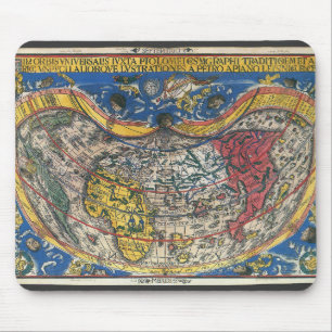 Mousepad Mapa Mundial Antigo em Forma de Coração de Peter A