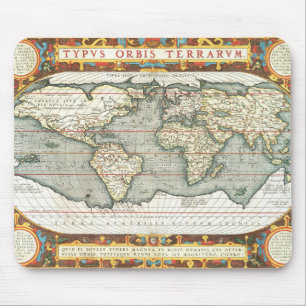 Mousepad Mapa Mundial Antigo por Abraham Ortelius 1587–1595