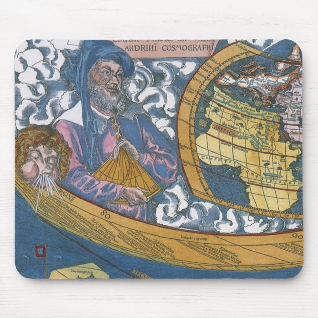 Mousepad Mapa Mundial Antiquado com Claudius Ptolomeu, 1507 (Frente)