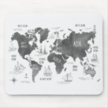Mapa Mundial Arte Preto Branco Náutico