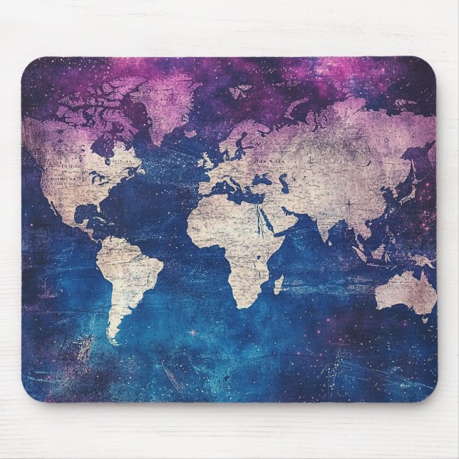 Mousepad Mapa Mundial Celestial Roxo Renascença (Frente)