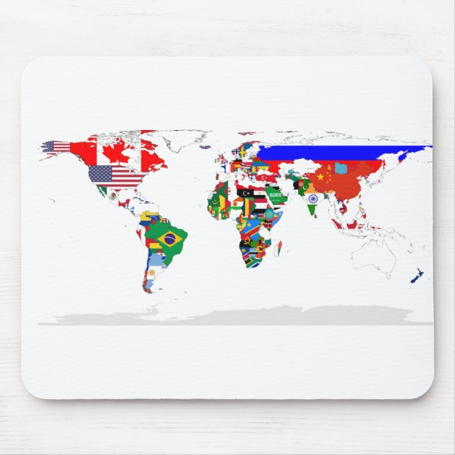 Mousepad Mapa Mundial Colorido de abstrato (Frente)