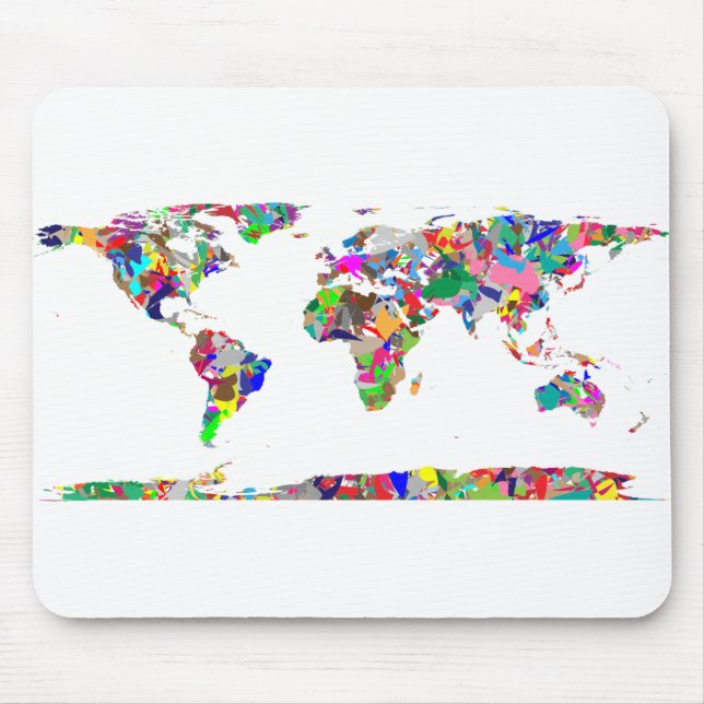 Mousepad Mapa Mundial Colorido de abstrato 2 (Frente)