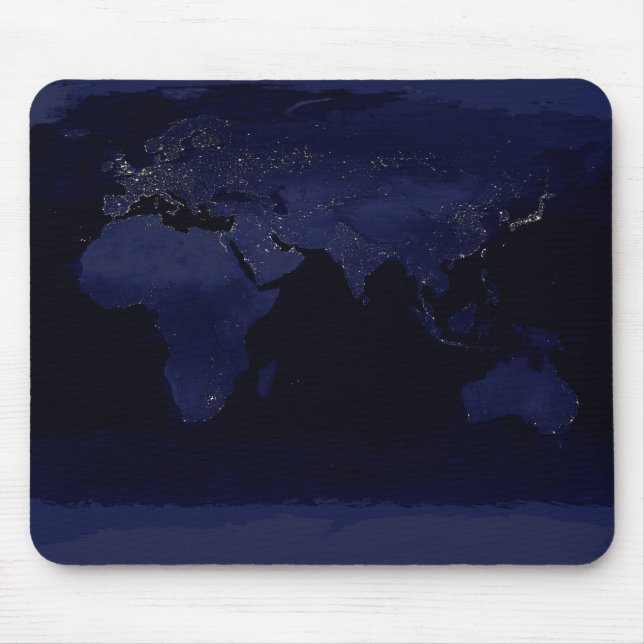 Mousepad Mapa Mundial da Terra Luzes da Cidade à Noite Saté (Frente)