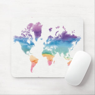 Mousepad Mapa Mundial de Aquarela