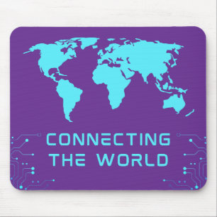 Mousepad Mapa Mundial de Tecnologia Rede Cibernética Tapete