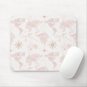 Mousepad Mapa Mundial Rosa