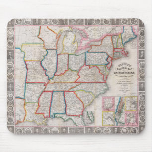 Mousepad Mapa Nacional dos Estados Unidos de Vintage Phelps