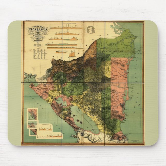 Mousepad Mapa Oficial da Nicarágua de 1898 (Frente)