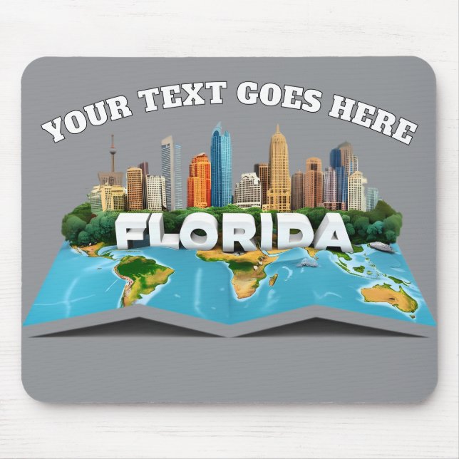Mousepad Mapa Personalizado da Flórida & Silhueta - Texto P (Frente)
