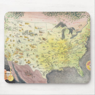 Mousepad Mapa Pictórico da América - Desenhos de Cartoon