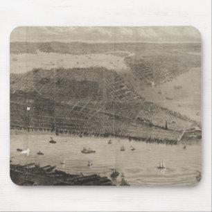 Mousepad Mapa pictórico do vintage da Nova Iorque (1876)