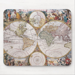 Mousepad Mapa polar do hemisfério dobro