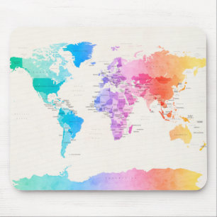 Mousepad Mapa político da Aquarela do mundo