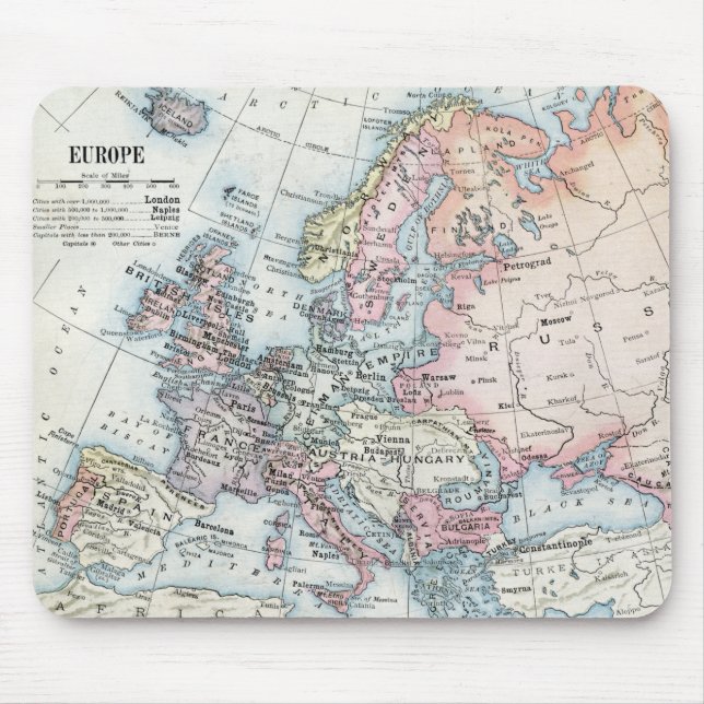 Mousepad Mapa político da Europa (1916) (Frente)