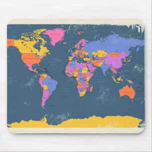 Mousepad Mapa político retro do mundo