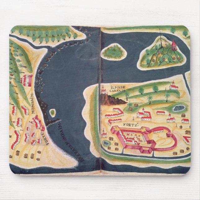 Mousepad Mapa português da exploração de Mombassa (Frente)