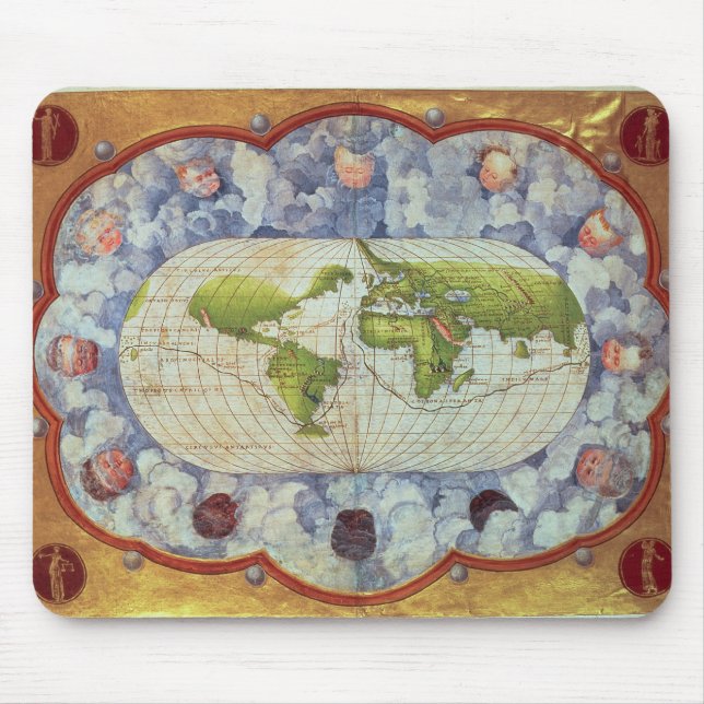 Mousepad Mapa que segue a viagem do mundo de Magellan (Frente)