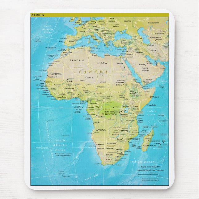 Mousepad Mapa regional geopolítico de África (Frente)