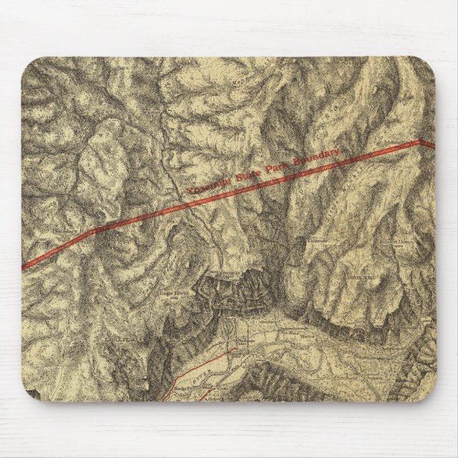 Mousepad Mapa Topográfico do Vale do Yosemite (Frente)