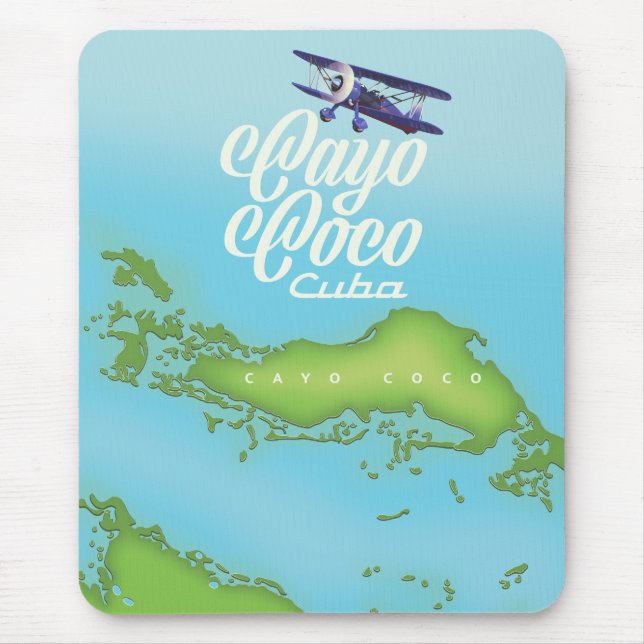 Mousepad Mapa vintage do Cayo Coco Cuba. (Frente)