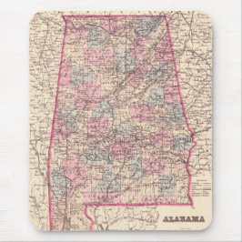 Mousepad Mapa Vintage dos condados do Alabama (1876)