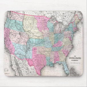 Mousepad Mapa Vintage dos Estados Unidos da América (1857)