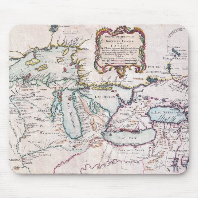 Mousepad Mapa Vintage dos Lagos Excelentes (Frente)