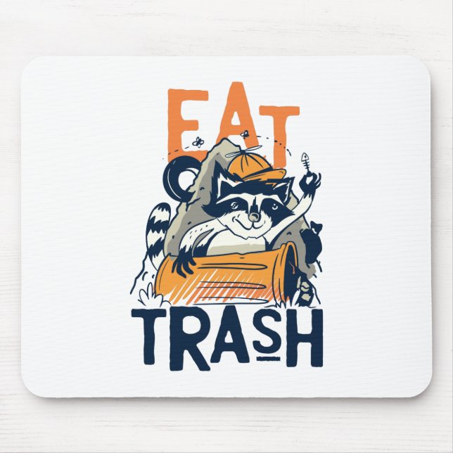 Mousepad Mapache Peludo com Texto Comer Lixo (Frente)